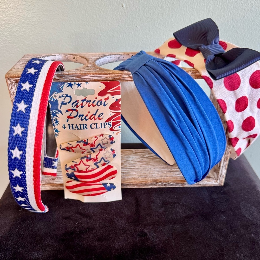 Kids Hair Accessories Set - Blue, Red, White